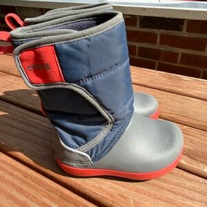 Crocs Toddler C7 Winter Puff Boot Navy Blue Grey Red Quilted Snow Boots C7